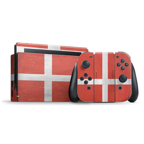 Denmark Flag Distressed Nintendo Switch Bundle Skin